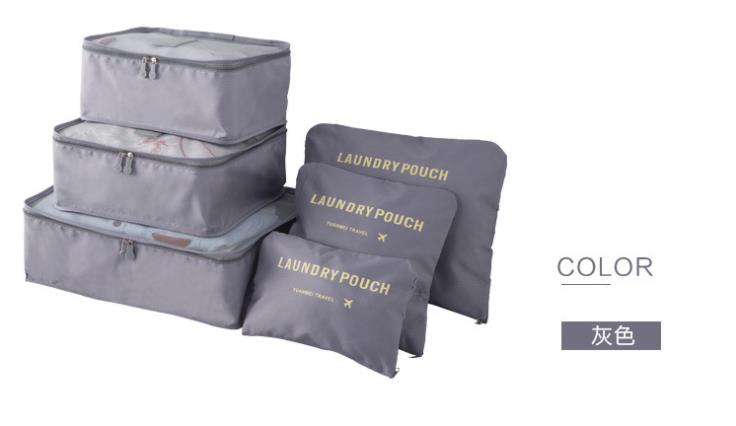 6 sztuk podróżne siatki na odzież wodoodporne torby przenośny bagaż organizator worek opakowanie Cube wielofunkcyjne akcesoria Oxford Mesh: Grey