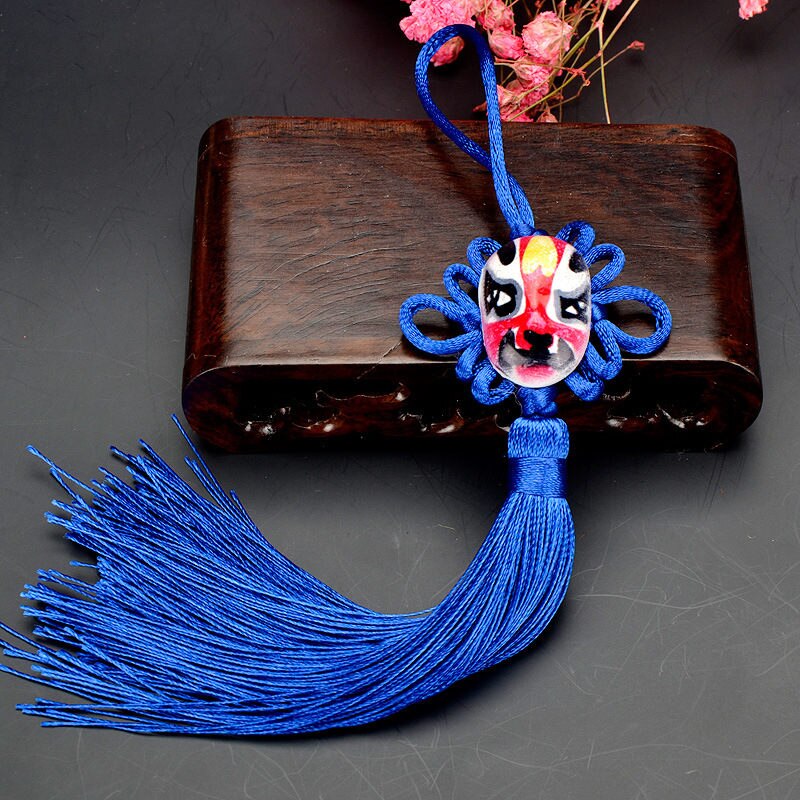2 stuks facebook chinese knopen kwastjes diy sieraden gordijn kleding decoratieve accessoires autosleutels tas hanger knutsel kwastjes: Saffierblauw