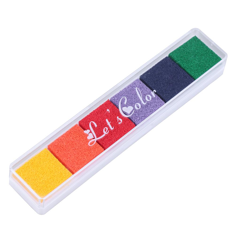 6 Kleuren Vingerafdruk Stempelkussen Inkt Stempelkussen Kleurrijke Craft Stempelkussens Diy Vingerafdruk Scrapbooking Decoratie Afdichting Postzegels Ink Pad: 2