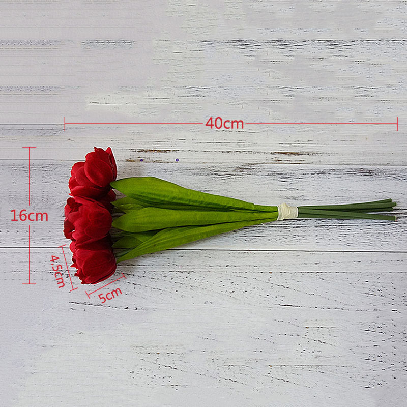 6 uds./ramo de flores de tulipanes artificiales franceses para de boda, decoración de jardín, tulipanes de seda con manos y flores falsas