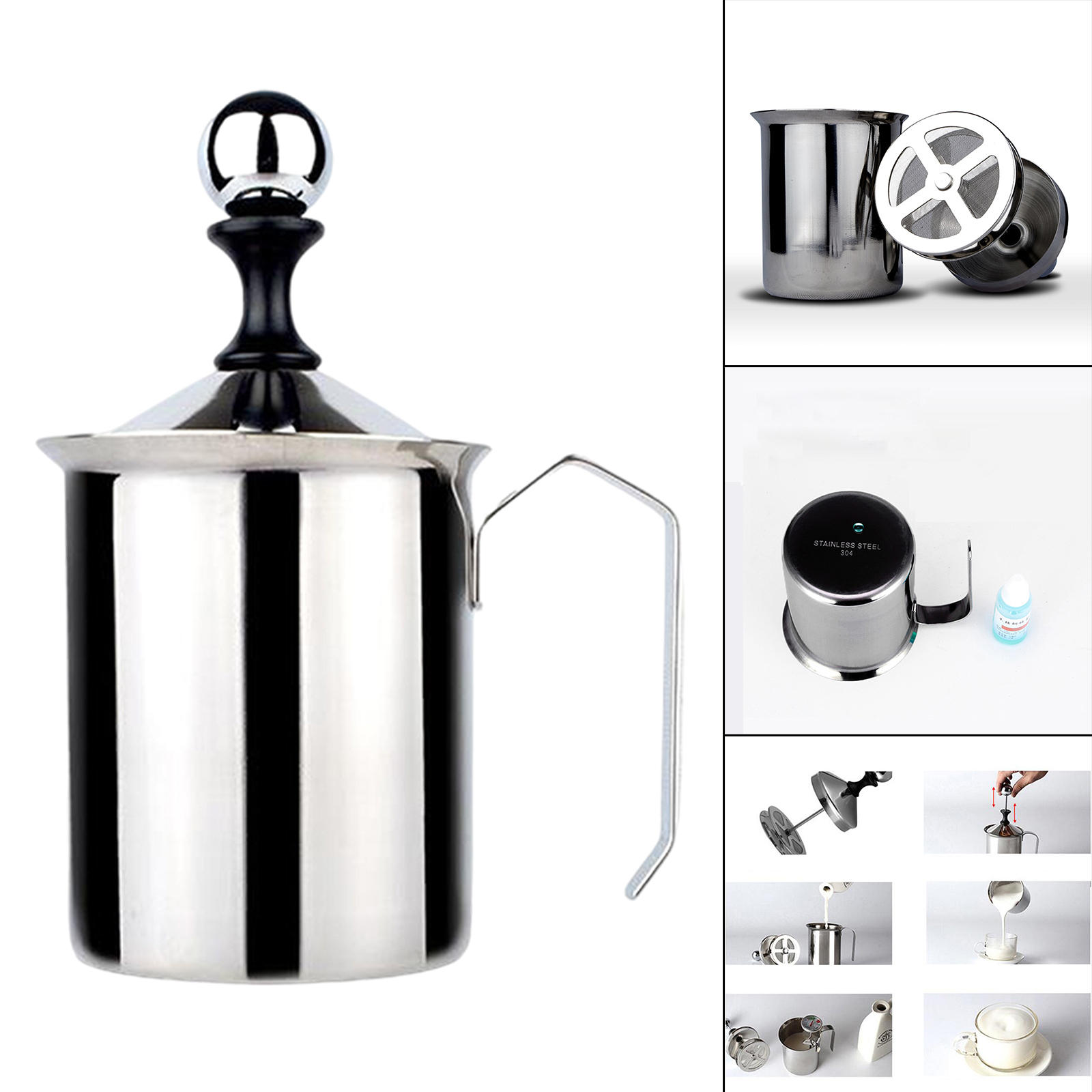 500ml Manual Milk Frother Hand Pump Milk Foamer for Coffee Cappuccino Latte Chocolate