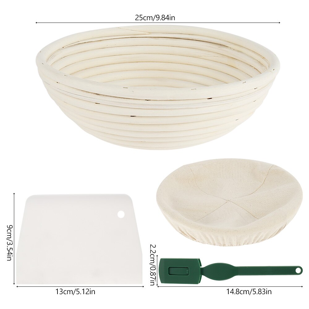 4 Pcs Set Proofing Bread Basket Round Oval Baking Cake Pans Proving Rattan Bread Basket Fermentation with Cloth Bag: 4pcs