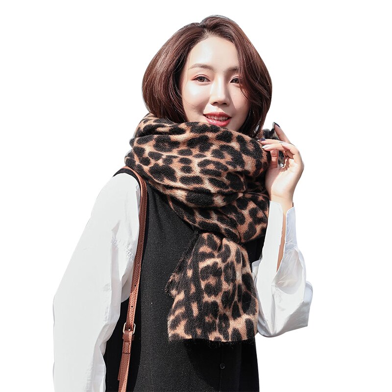 200 x 90cm store tørklæder til kvinder faux cashmere wnter poncho leopard tørklæde kvindeligt sjal kvinders tippet leopard pashmina