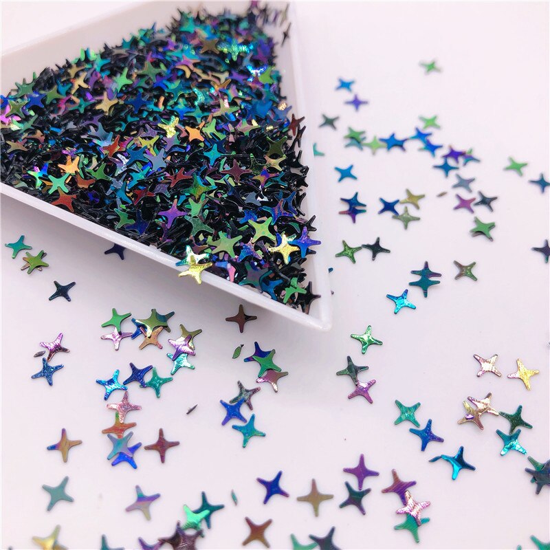 Colorful Halo 4 Point Star Confetti Holographic Glitter Aurora Borealis Sprinkle Iridescent Cross Star Flakes Resin Art supplies: 09