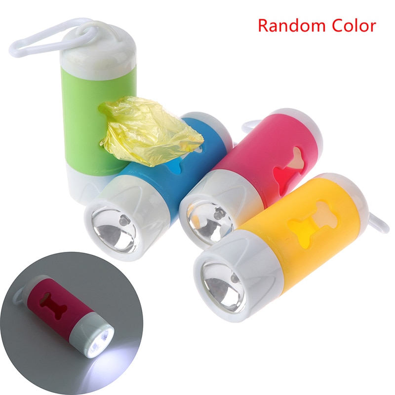 Dispensador de bolsas de caca de perro, dispensador de bolsas de basura ligeras LED, apto para bolsas de basura portátiles, bolsas de caca degradables para mascotas