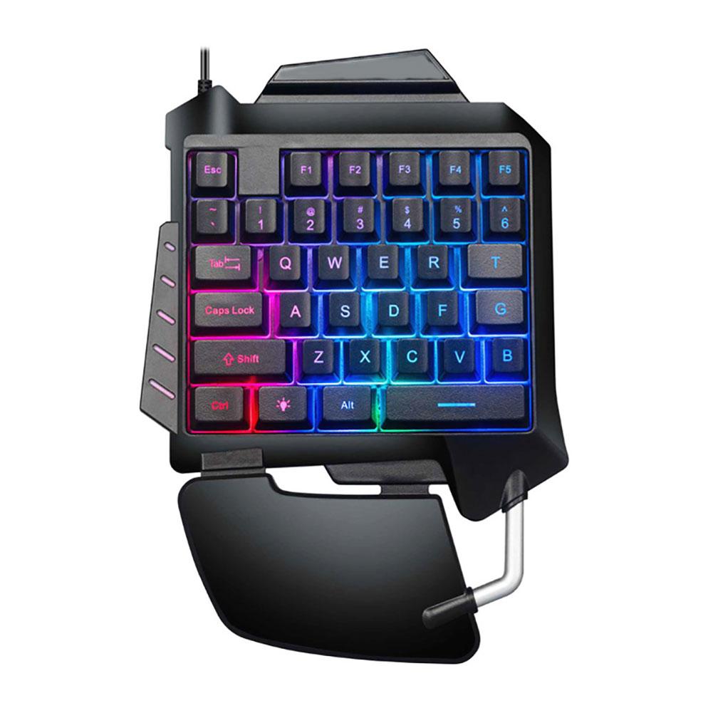 D15 Ergonomic Single One Hand Backlit Gaming Keyboard USB Wired Keypad for PC