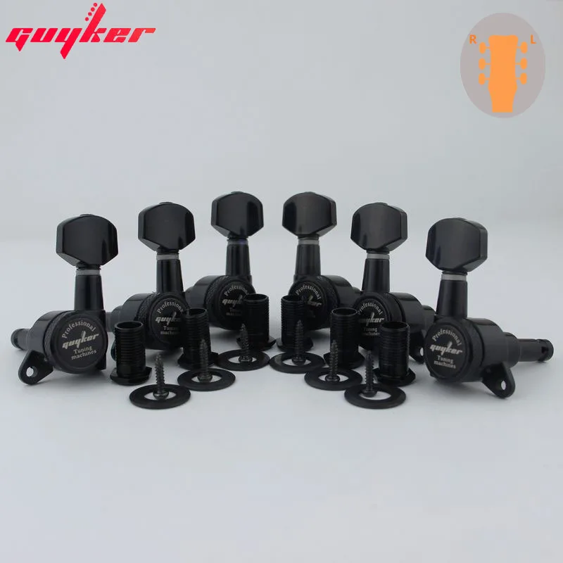 1 einstellen GUYKER Schwarz Verriegelung Gitarre Mechaniken Mechaniken Getriebe Verhältnis 1:18 gemacht in Korea