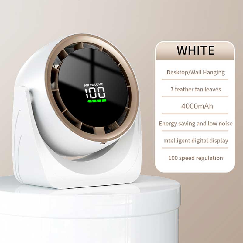 1PCS Desk Fan with Remote , LED Display Mini Table Fan, Rechargeable Personal Fan, 5 Speeds, 360°Tilt, USB-C Charging, Quiet Sma
