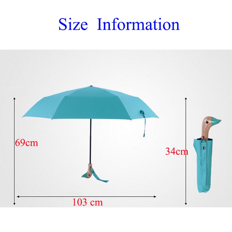 Træ andehoved håndtag paraply  uv 50+  skygge regn eller skinne folde dyr rejse paraply aldrig våd bærbar roman paraply