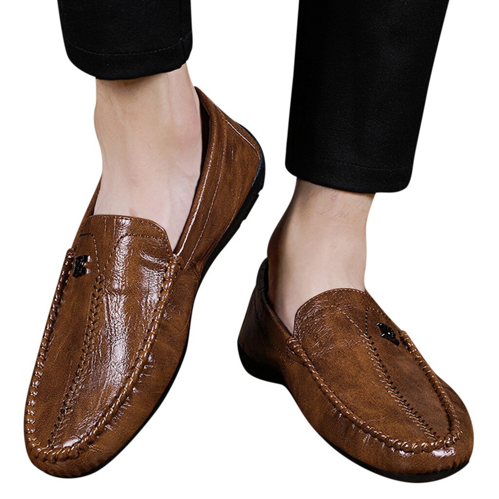 Herenschoenen leren loafers heren flats mocassins zachte instappers voor heren loafers rijschoenen herenschoenen heren leer #g4: Bruin / 7