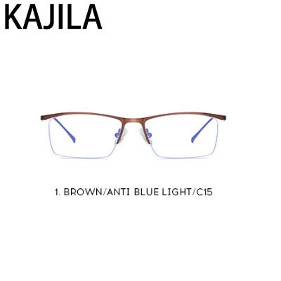 Anti-Blauw Licht Glazen Voor Mannen Half Randloze Oogbescherming Anti-blu Ray Eyewear Man metalen Frames Wholesale5910: Brown