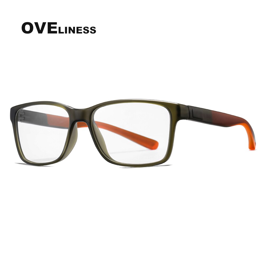 tr90 men's eyeglasses eye glasses frame men Optical Myopia Prescription Clear glasses male Full Spectacles eyewear frame: green orange