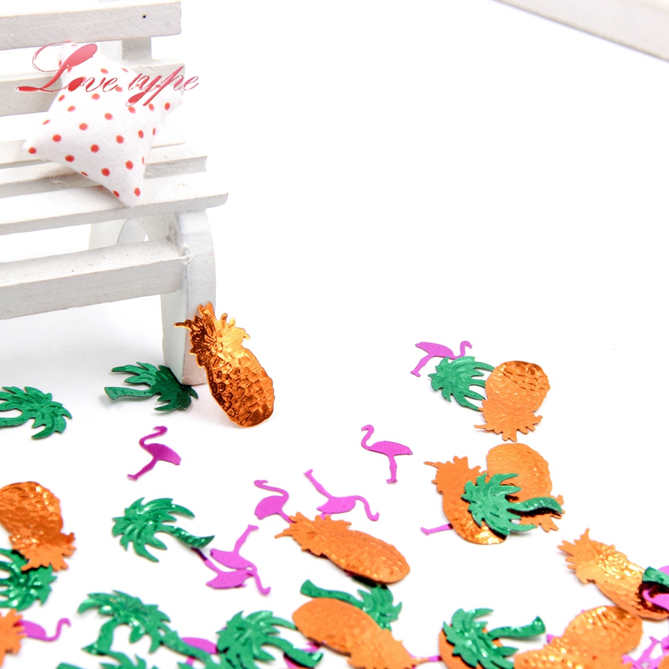 15g/ poser farverige ananas & flamingo konfetti pailletter tropisk tema bordindretning til bryllup/fødselsdag/fest dekoration forsyninger