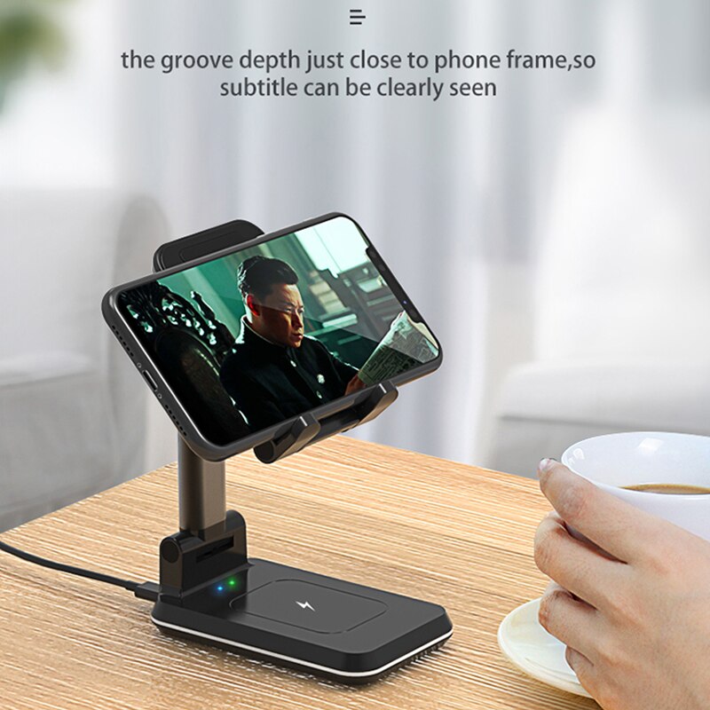 Qi Wireless Charger Stand Adjustable Cell Phone Charging Holder 10W Fast for iPhone 11 XS XR X 8 Airpods Pro Samsung S20 S10 S9