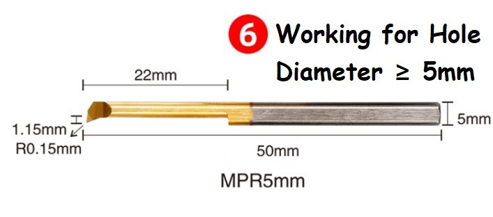 Mpr fuld størrelse 1 1.5 2 3 4 5 6 mm drejebænkemaskine brug hårdmetalborestang: Mpr 5 r0.15 l22