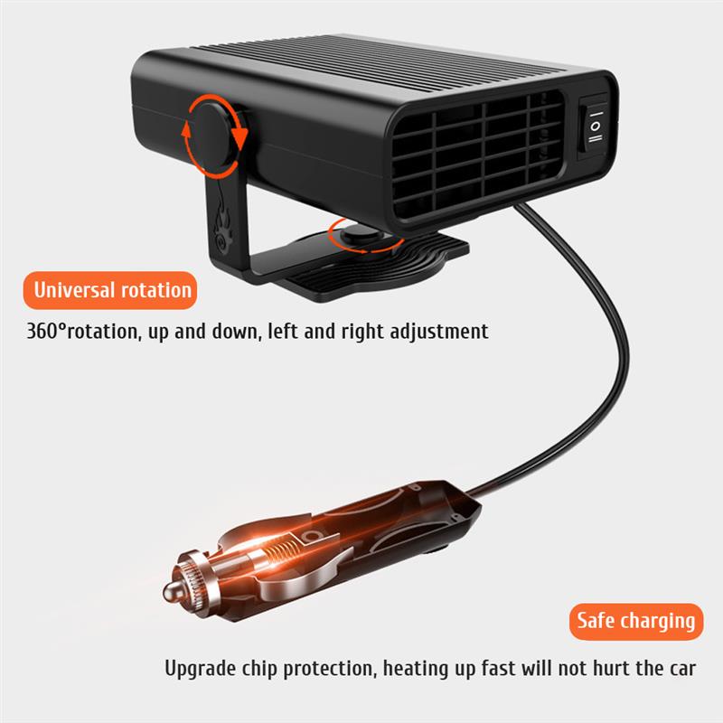 Car Heater 12/24V 120W with Heating Cooling 2 in 1 for Fast Heating Defrost Defogger Auto Windscreen Fan in Cigarette Lighter