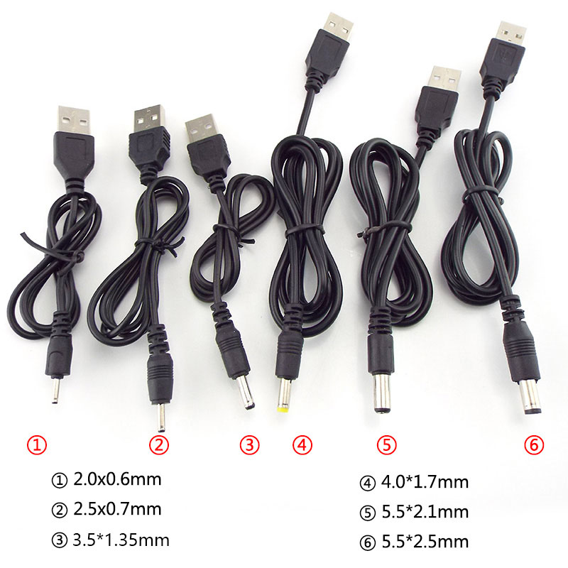 USB A mâle vers DC 2.0 0.6 2.5 3.5 1.35 4.0 1.7 5.5 2.1 5.5 2.5mm prise d'alimentation Jack type A câble d'extension connecteurs