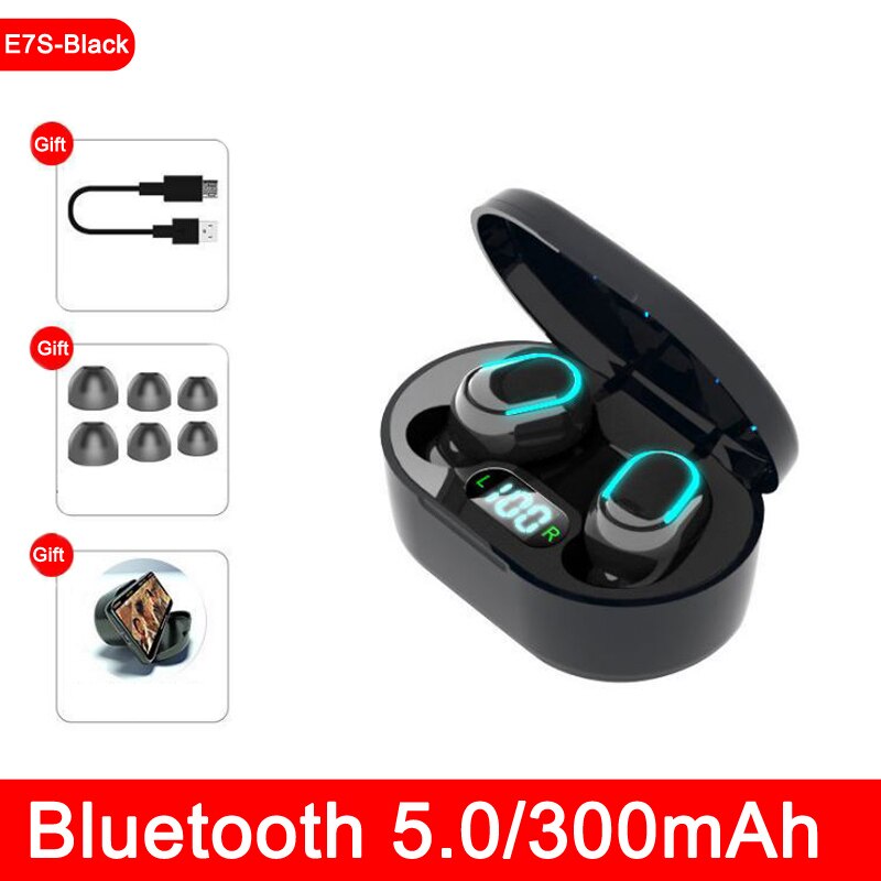 REHIMM TWS Bluetooth Earphone V5.0 1800 mAh Charging Box Wireless Headphones In-Ear Earbuds Sport Running Headsets Waterproof: E7S-Black