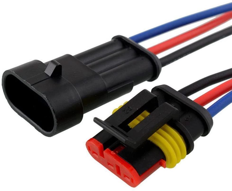 3 Pin Way Car Waterproof Wire Connector Plug Auto Electrical Wire Connectors AWG Terminal Pack of 5