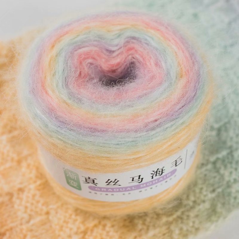 Fils de laine Mohair tricoté, 100g, mélange de laine pour tricoter des cheveux longs, pull arc-en-ciel en cachemire pour bébé: 1pc 01