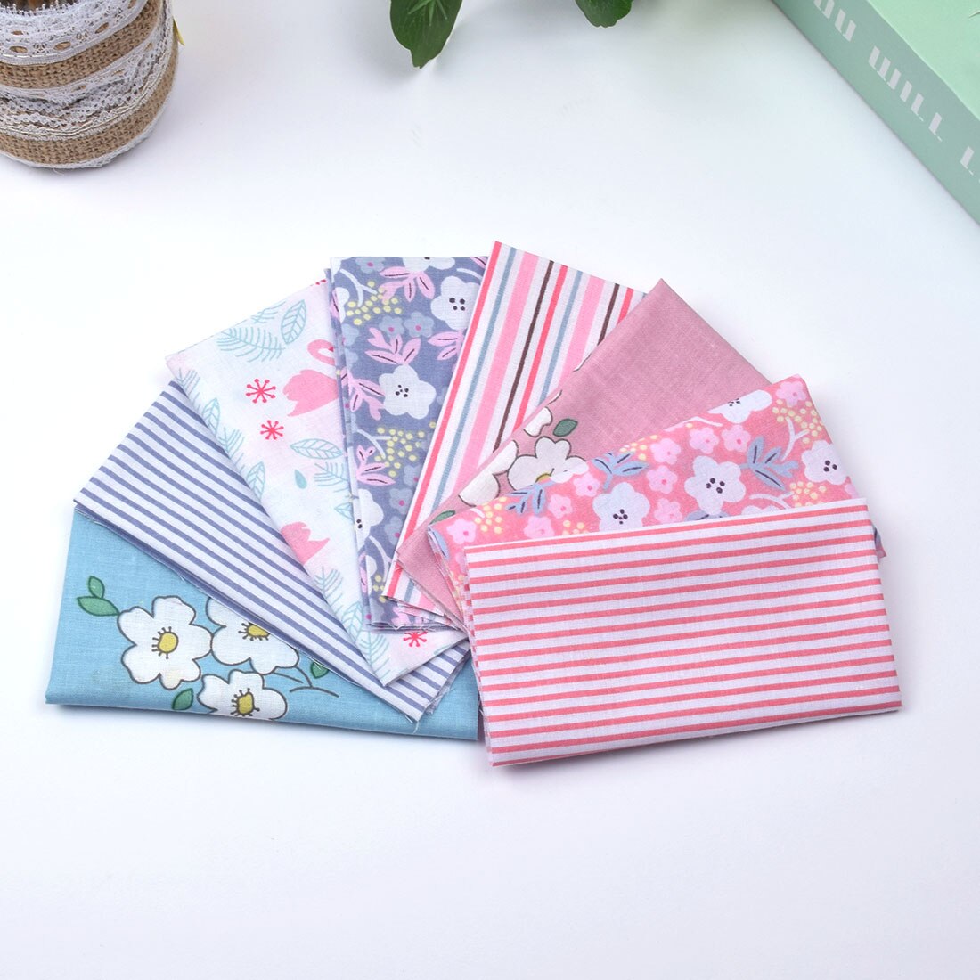 Telas estampadas de algodón de 25x25cm, telas cuadradas para Patchwork, costura de retazos, tela de costura artesanal, 8 Uds.