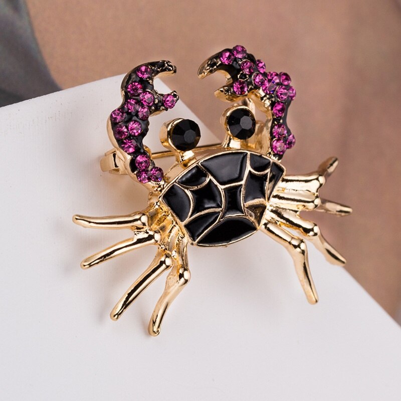 Broche de lujo con forma de gato, cangrejo, escorpión, Color para boda, , Animal, diamantes de imitación, broches para ropa, accesorios