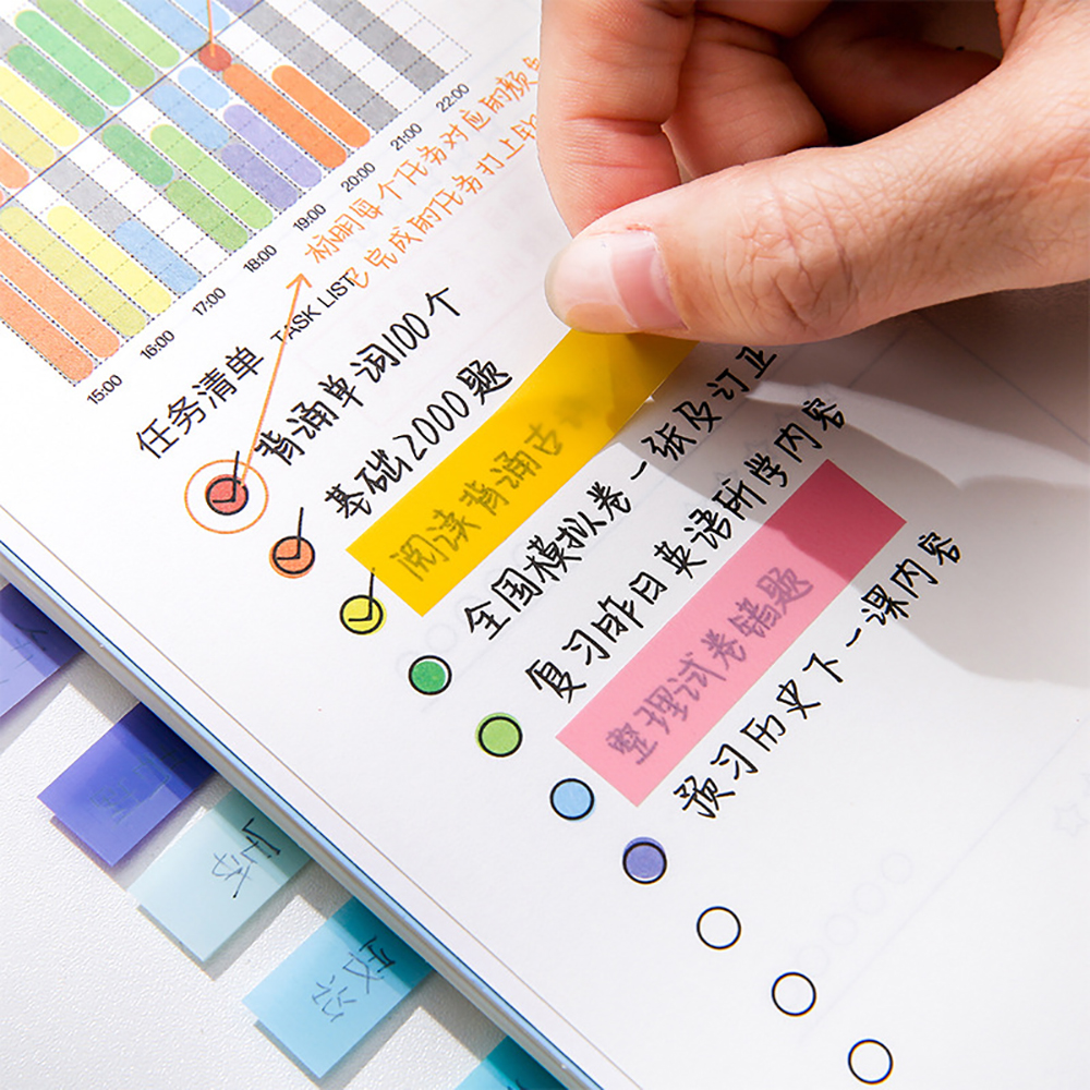 200 Sheets Colorful Sticky Notes Index Stickers Planning Reminder Memo Pad Bookmarks Notepads School Office Stationery