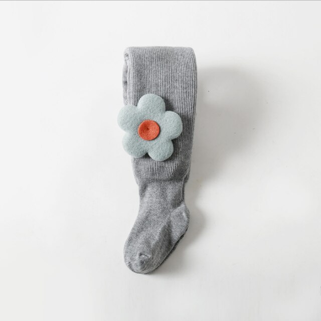 Girls Tights Princess flowers Baby Girl's One-Piece Pantyhose Baby spring Autumn winter Style Trousers winter Stockings: Gray / XL(120-130CM)