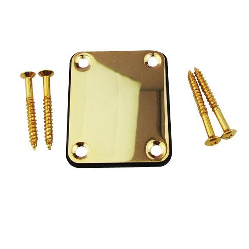 Alloy Neck Plate with 4 Screws Replacement Part for Electric Guitar Bass: Gold