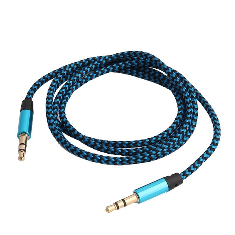 1M Nylon 3.5Mm Plug Male Naar Male Aux Audio Kabel Snoer Voor Ipad Auto MP3 Pc Multi-Kleur