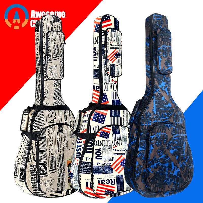 40/41 tommer guitar taske 5 mm tyk svamp soft case gig taske rygsæk 600d oxford vandtæt guitar cover sag med skulderstropper