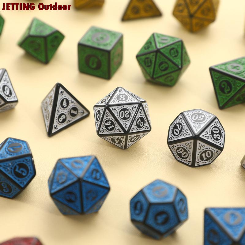 7 pz/set poliedrico 7-Die intagliato modello dadi Set D4 D6 D8 D10 D % D12 D20 per RPG DND forniture di gioco
