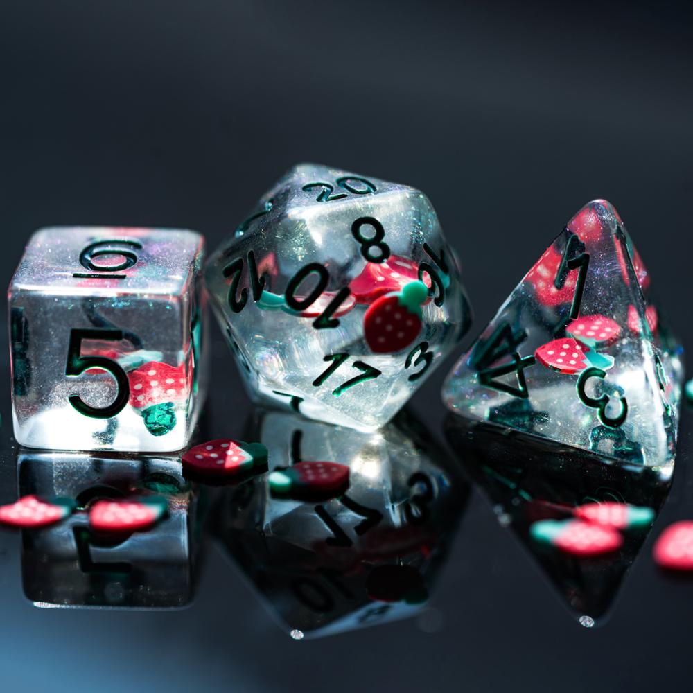 7Pcs/Set Fruit Slices DND Dice D&D Dice Set D4 D6 D8 D10 D% D12 D20 Polyhedral Games Dice Set for Table Games MTG RPG