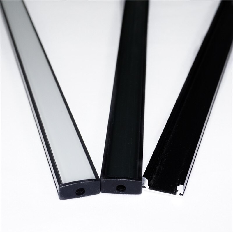 50cm 20 Polegada superfície preta montada perfil de alumínio do diodo emissor de luz, u plana sob o difusor matte claro da barra do armário da caixa de ferramentas do armário contador