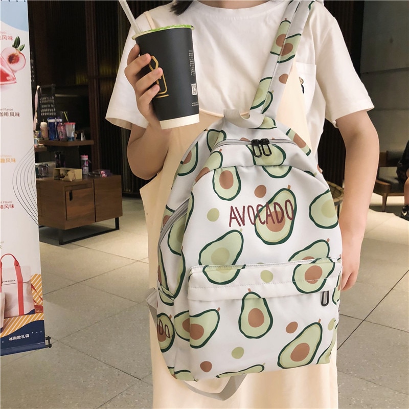 Avocado Fruit Stampato Bookbags Tela delle Donne Sveglie Zaini 2020 Ragazze Casual sac a dos Grande Stile di Gusto Squisito 17 Zaini pomodoro