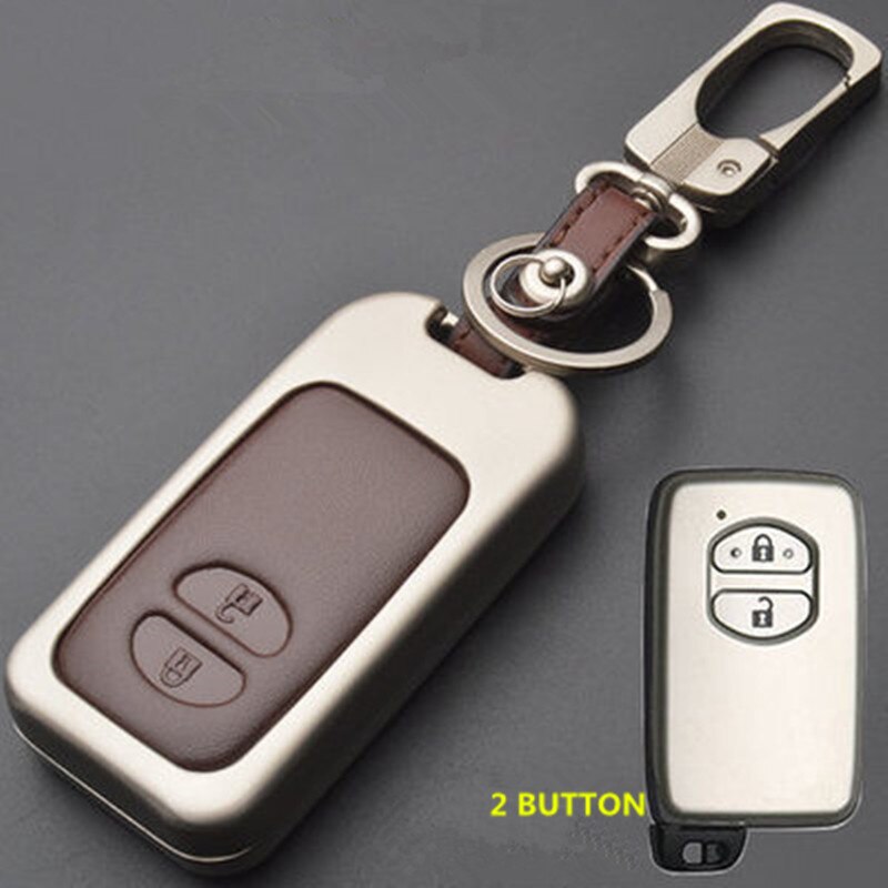 Zinc Alloy Car Key Case Cover Bag For Toyota Camry Prius Land Cruiser Prado 150 Crown For Subaru Foreste XV Keychain Holder: 2 button brown