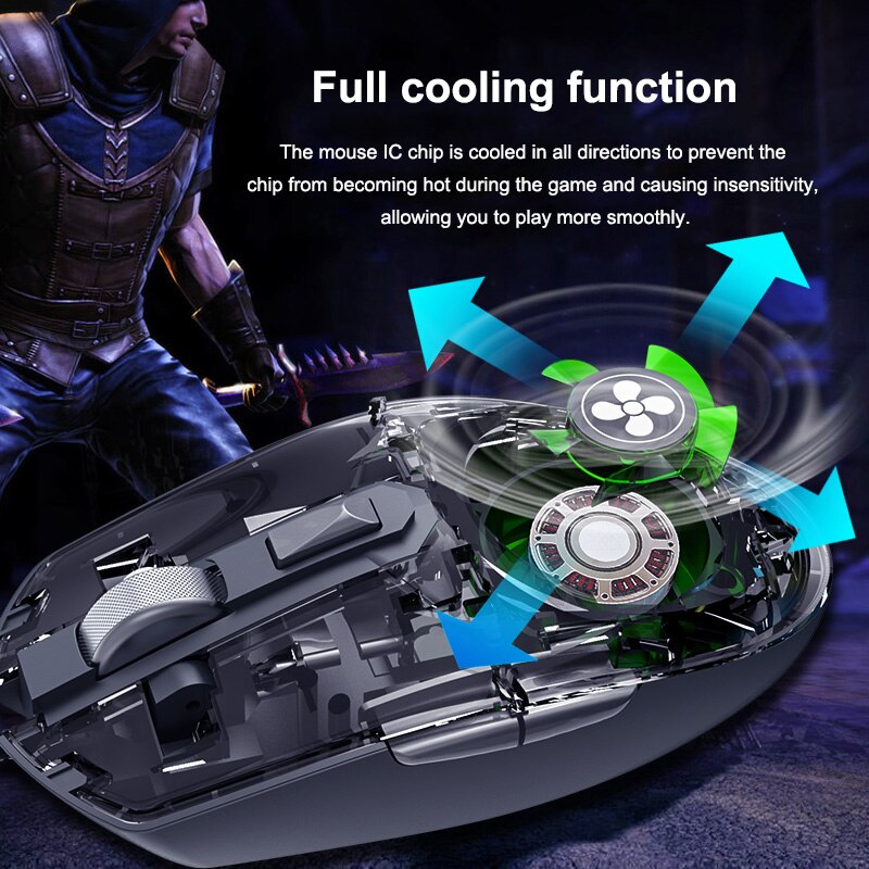 Profession Wired Gaming Cooling Mouse USB RGB LED Light 6 Button Optical Computer Mute Mice Gamer with Cooling Fan For PC Laptop
