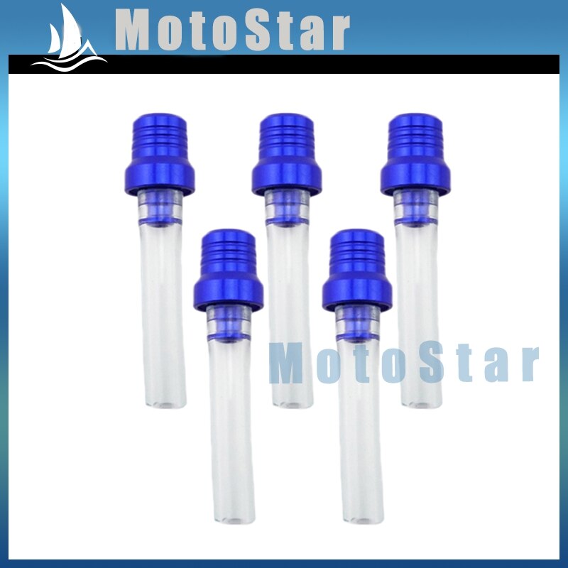 5x Blue Gas Fuel Tank Cover Cap Vent Valve Breather Hose Tube For Pit Dirt Motor Bike Motorcycle