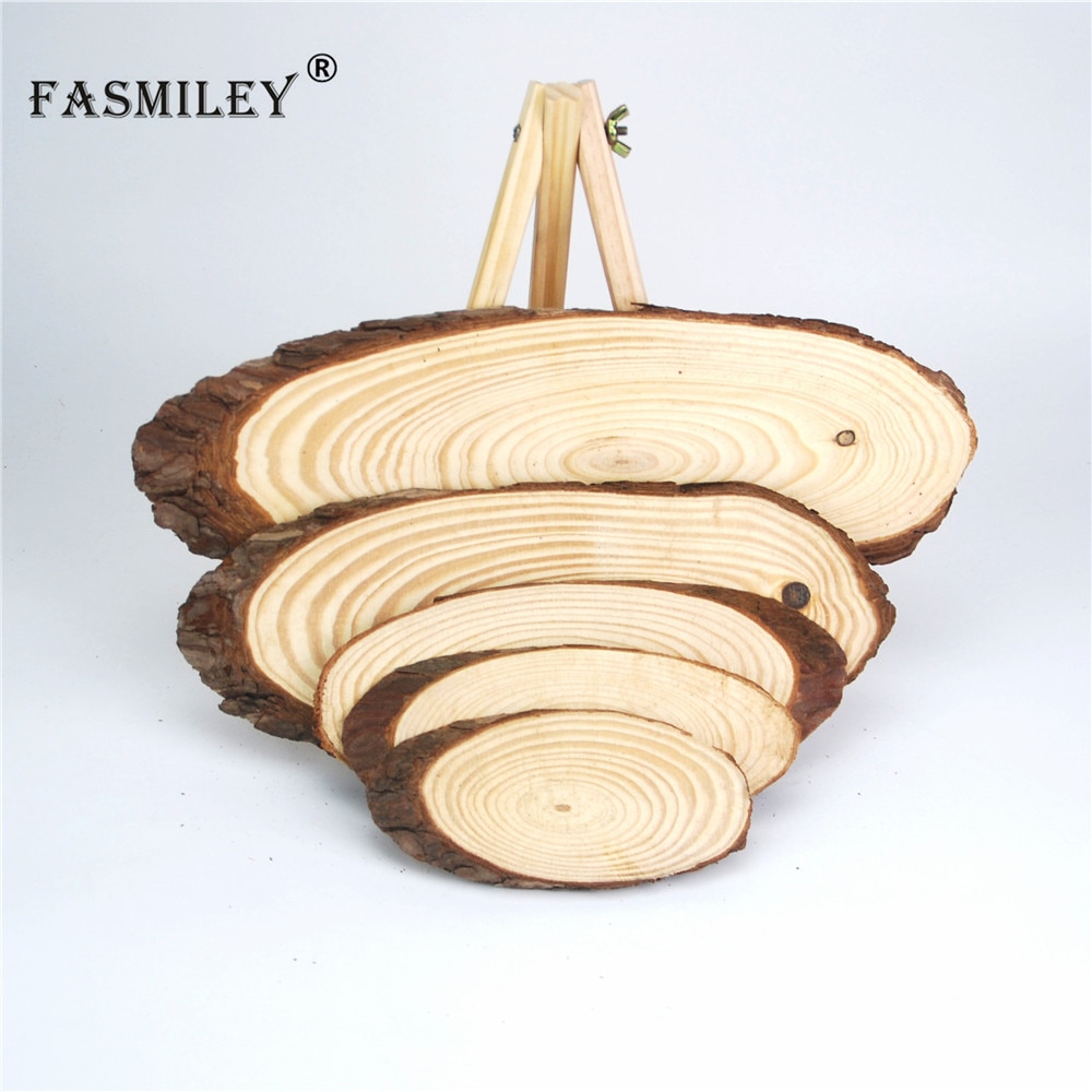 Rodajas de madera ovaladas naturales pequeñas, círculos de tronco de corteza de árbol, artesanías artesanales, decoración de pintura de de boda, 10-30cm, 1 Uds., wd05