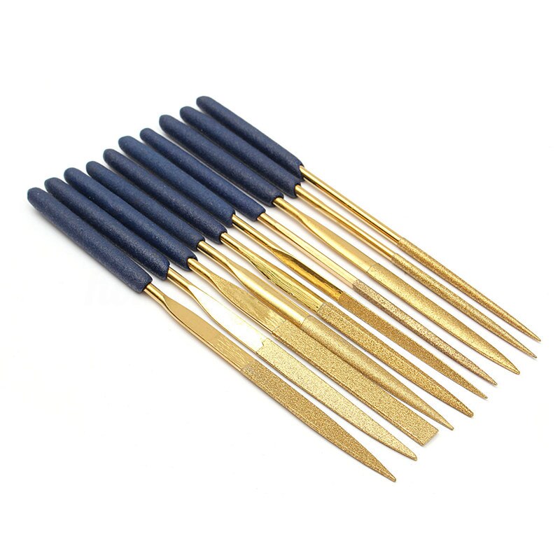 10Pcs Titanium Diamond Coating Needle Flat File Set Metal Working Craft Tools