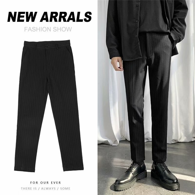 Korean Suit Pants Men 2026.Korean Suit Pants Men's Striped Business Casual Pa... - Vicedeal