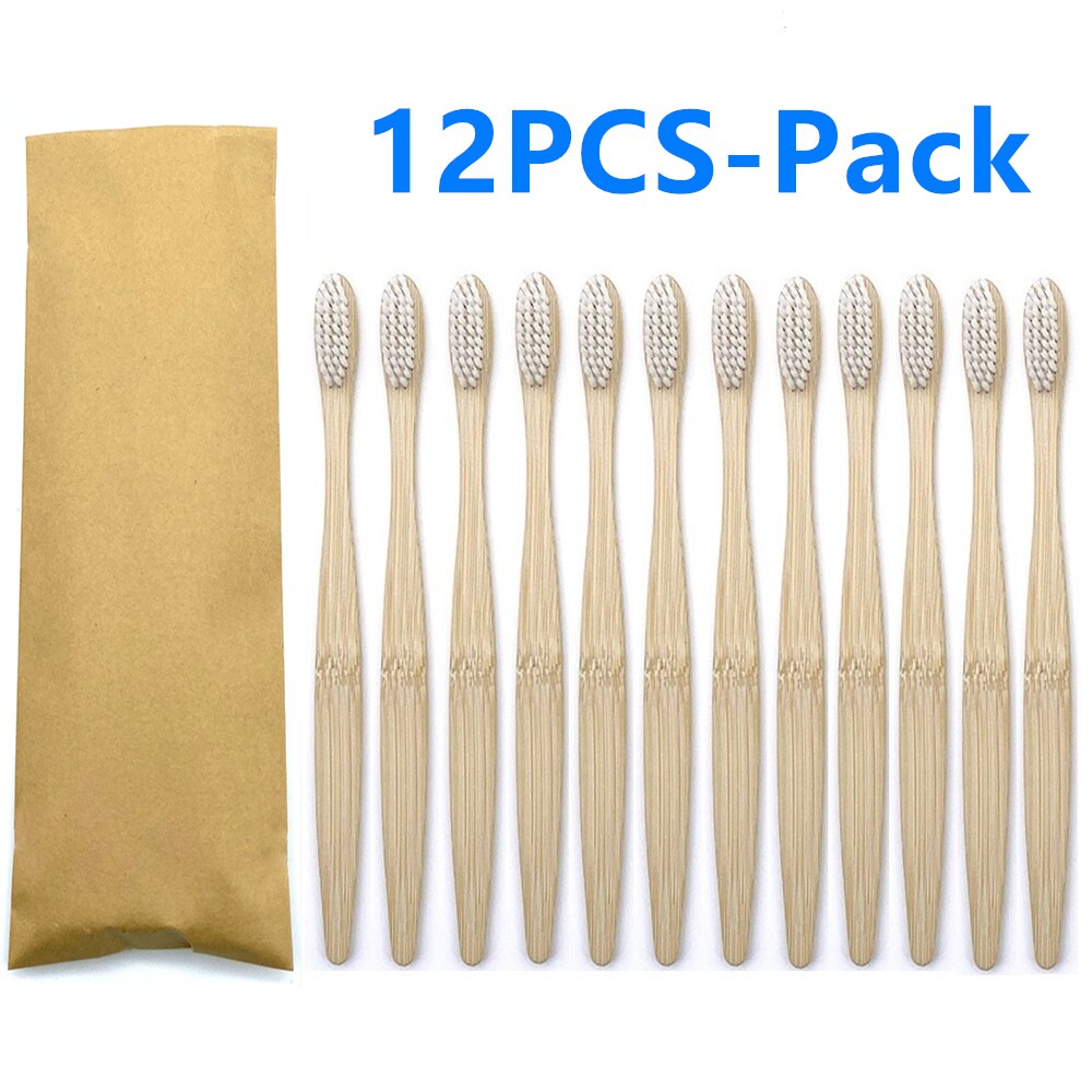 12 Pack Vegan Bamboo Toothbrush Wood Toothbrushes Soft Bristles Eco Friendly Products Zero Waste Biodegradable Travel Toothbrush: 12PCS White Color