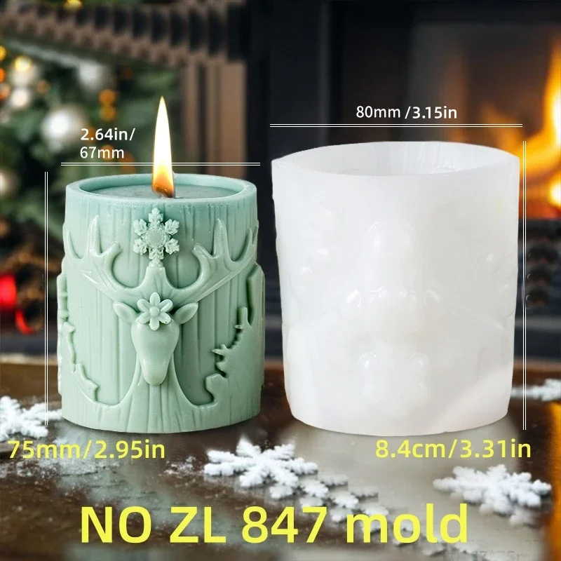 Stampo in silicone per candela cilindrica in rilievo di Babbo Natale, zucchero a bastone, stampi in gesso in resina cilindrica in rilievo di Babbo Natale, regalo di Natale: Borgogna