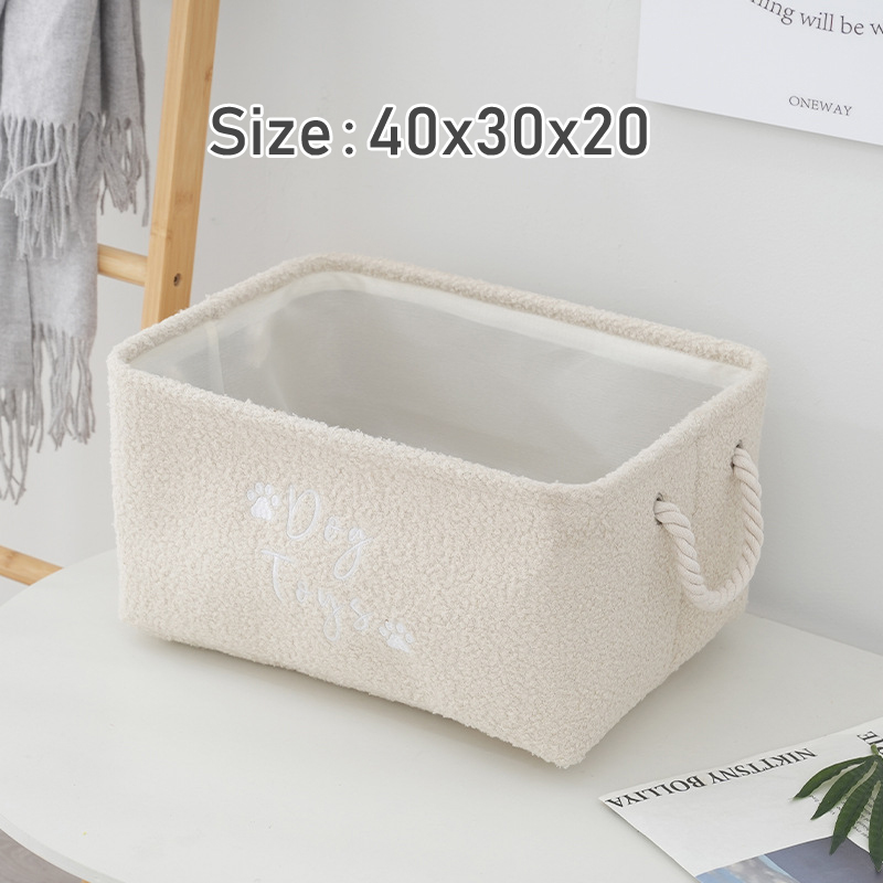 Panier à jouets en peluche pour chien, boîte de rangement pliable avec poignée confortable, adapté au ranger des accessoires de jouets pour animaux de compagnie: Black