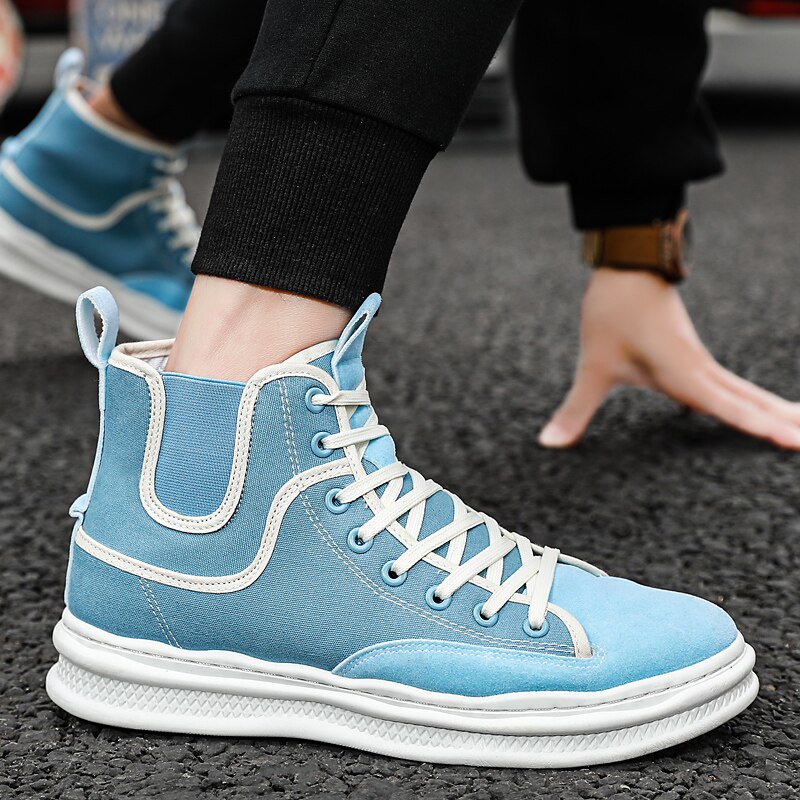 Siergan punk boots herr fritidsskor bekväma snörning höga skor höst hip hop man sneaker