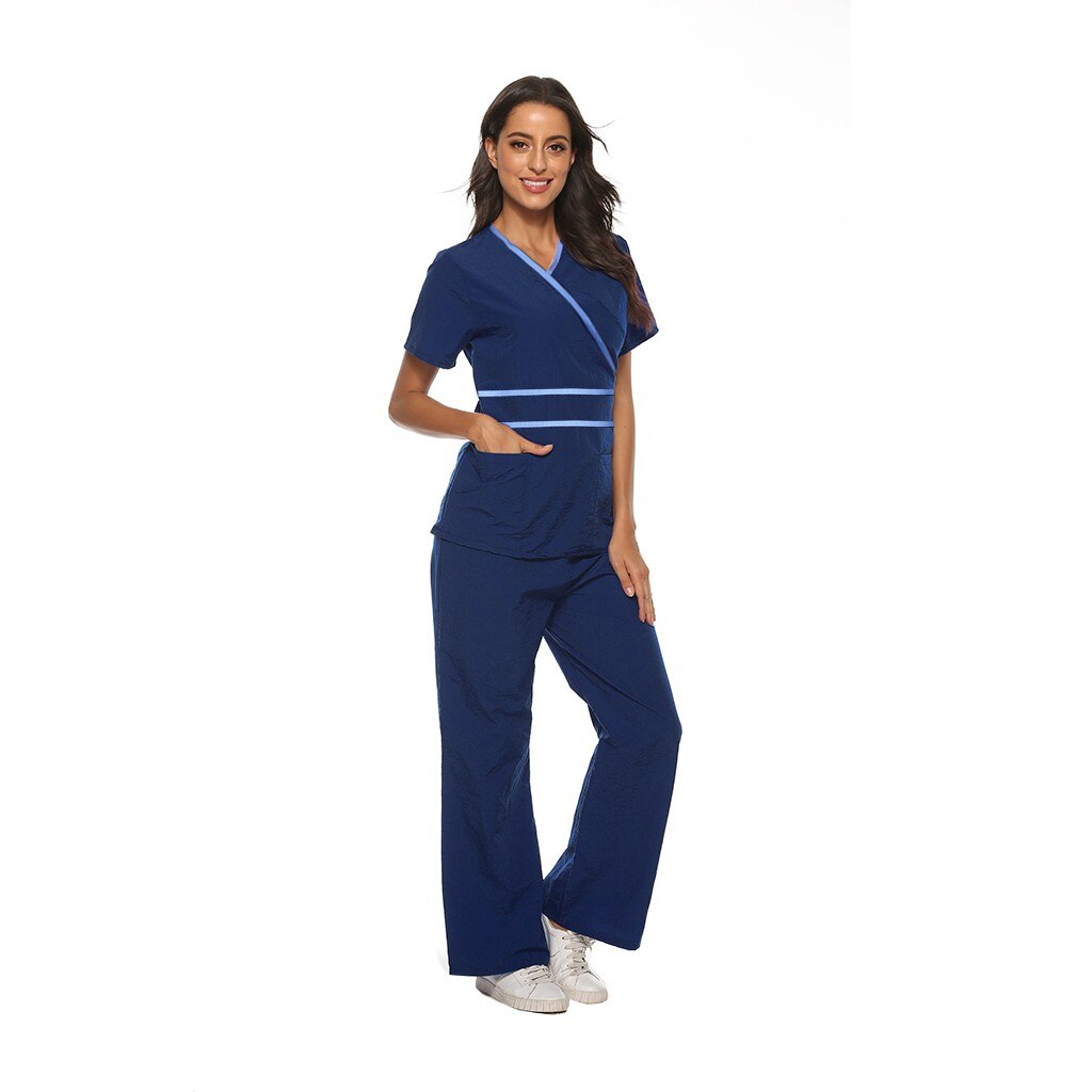 Women Short Sleeve V neck Tops Pants Nursing Worki Grandado