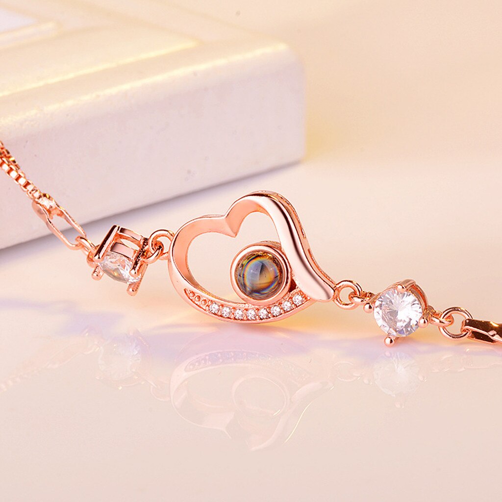 Gold Armbinde Mädchen Neue 100 Sprachen ICH Liebe Sie Valentinstag Speicher Projektion Armbänder Weihnachten: D