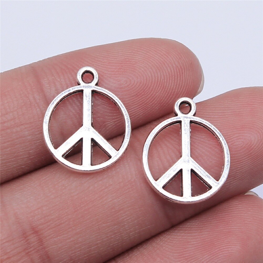 40pcs Peace Charms Pendant Antique Silver Color Peace Symbol Charm Pendants Jewelry Accessories DIY Peace Sign Charms: B15634-14x17mm