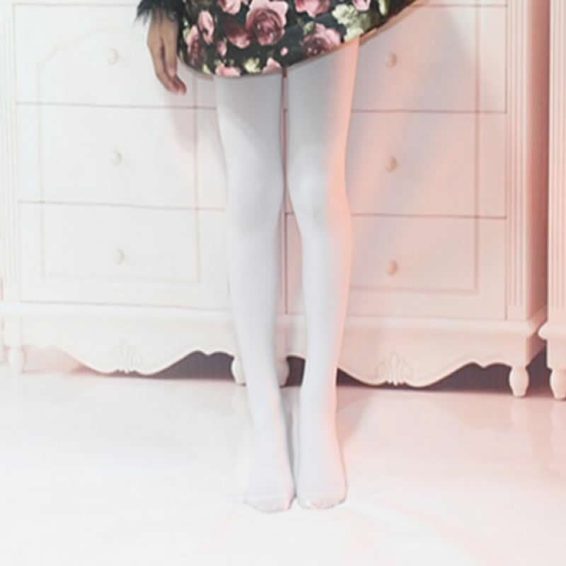 Jambières en velours blanc pour filles | Collants à haute élasticité pour enfants, collants de danse pour écolières, collection printemps/été