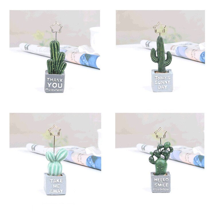 Cactus plant resin plant photo clip desktop message postcard post it note holder business card holder